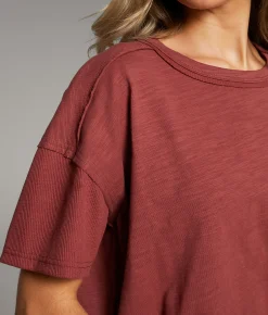 BKE Washed Slub Knit T-Shirt Apple Butter Discount