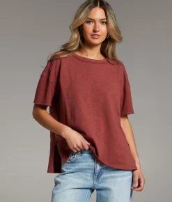 BKE Washed Slub Knit T-Shirt Apple Butter Discount