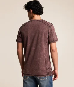 Buckle Black Washed Snap Henley Raisin Outlet
