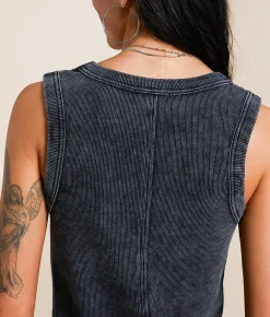 Gilded Intent Washed Tank Top Washed Black Sale