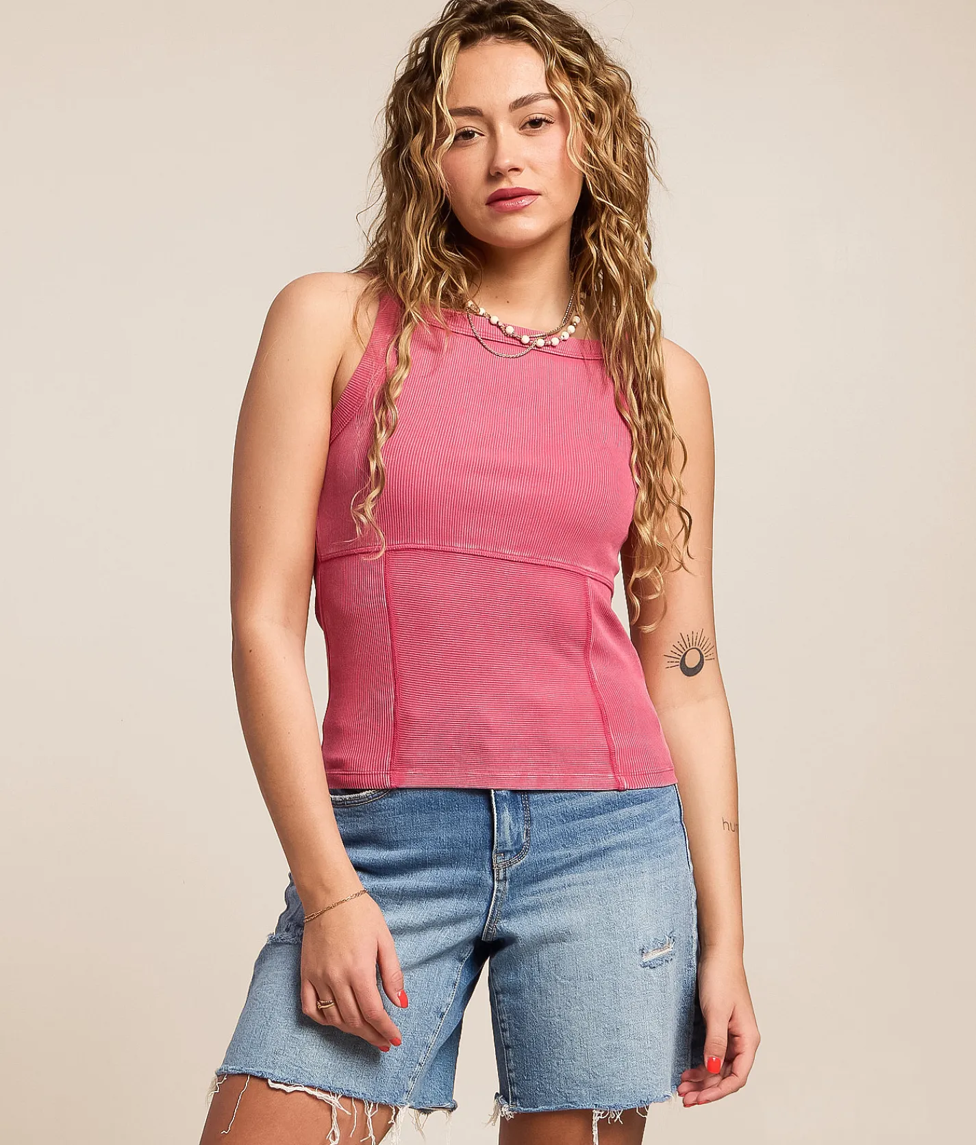 Gilded Intent Washed Tank Top Carmine New