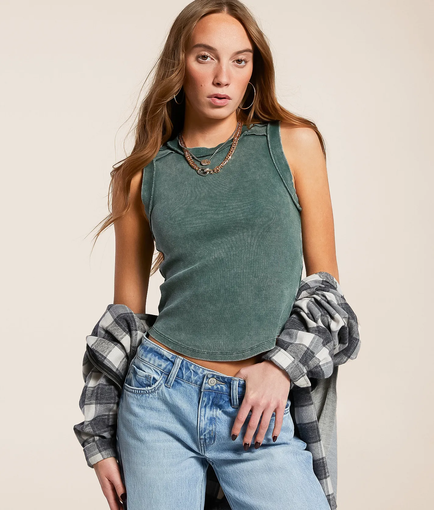 Tops | Gilded Intent Washed Tank Top Griege