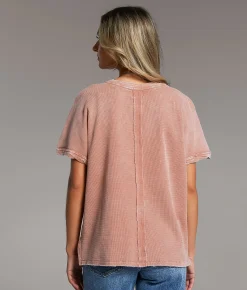 BKE Washed Thermal T-Shirt Ash Rose Best