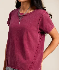 Tops | Gilded Intent Washed T-Shirt Red Plum