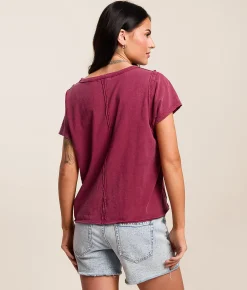 Tops | Gilded Intent Washed T-Shirt Red Plum