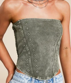 Gilded Intent Washed Tube Top Green