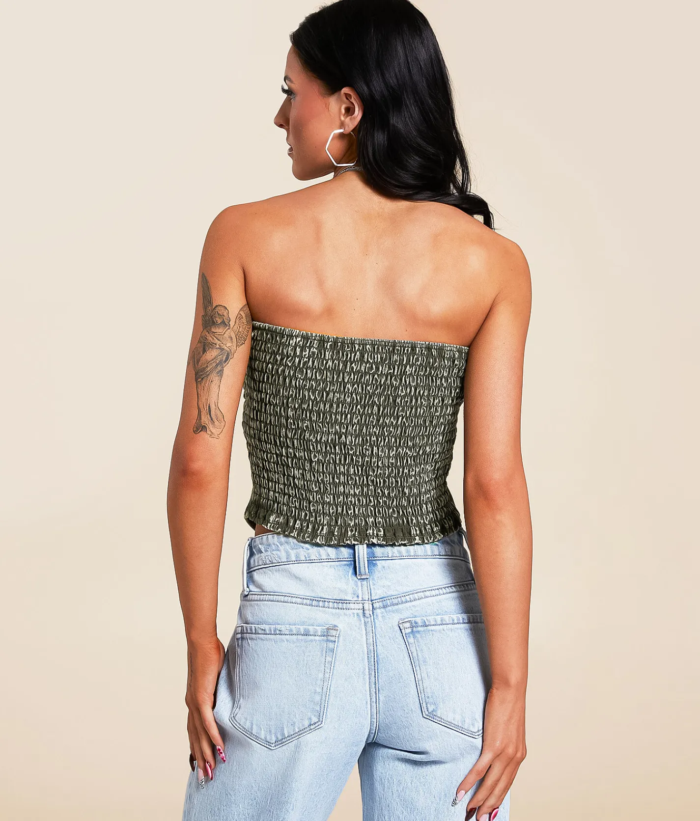 Gilded Intent Washed Tube Top Green