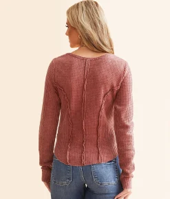 Tops | Gilded Intent Washed Waffle Knit Top Madder Brown