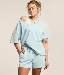 Gilded Intent Washed 2-Way Oversized T-Shirt Teal Clearance