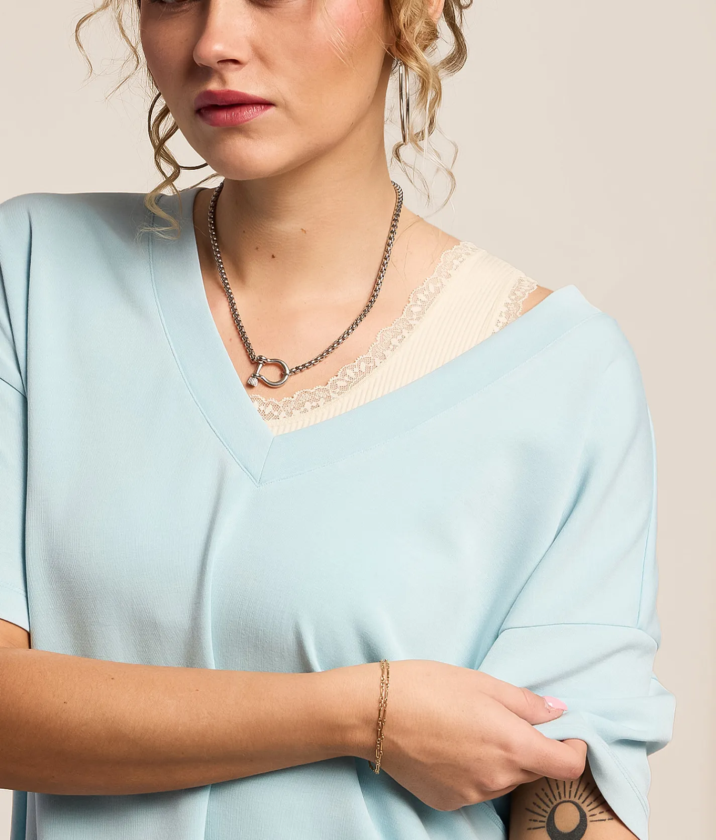 Gilded Intent Washed 2-Way Oversized T-Shirt Teal Clearance