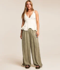 Bottoms | Angie Washed Wide Leg Pant Cactus