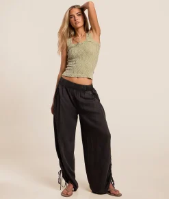 Angie Washed Wide Leg Pant Black Online