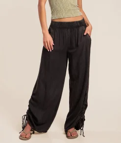 Angie Washed Wide Leg Pant Black Online