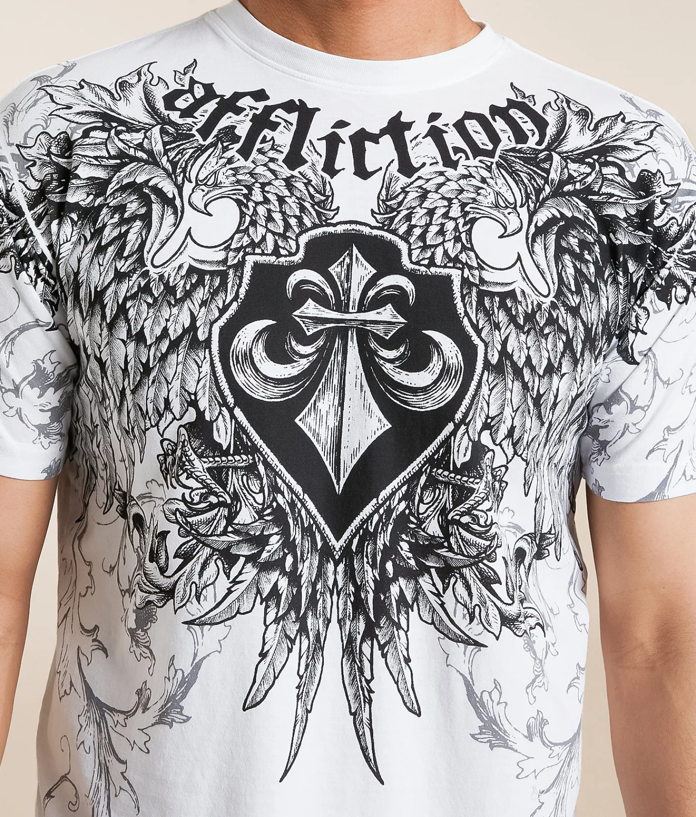 Affliction Wash T-Shirt White Clearance