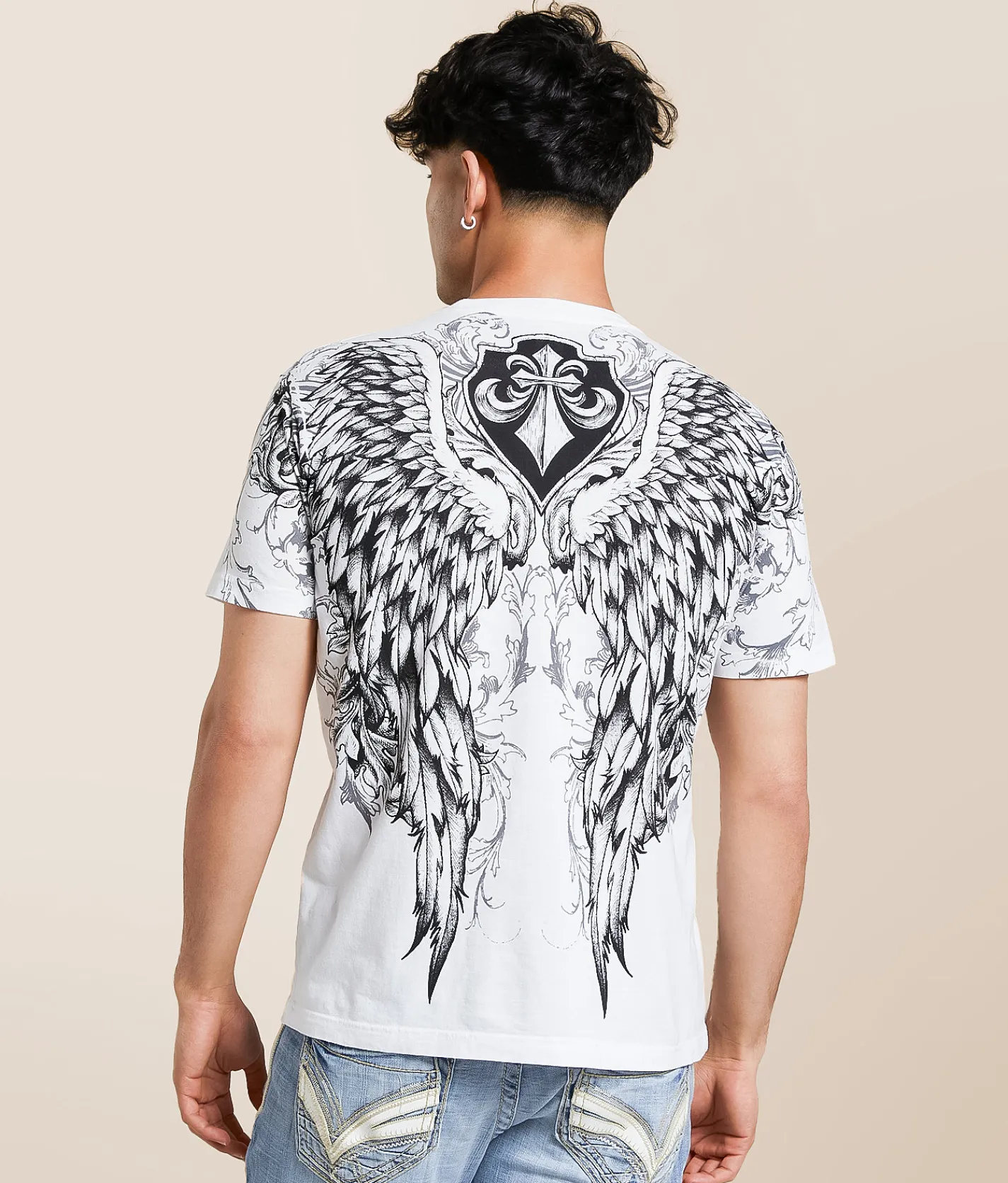 Affliction Wash T-Shirt White Clearance