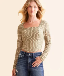 Willow & Root Wavy Textured Top Sage Online