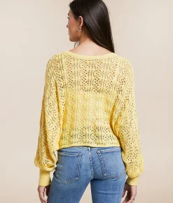 Willow & Root 2-Way Pointelle Cropped Sweater Popcorn Best