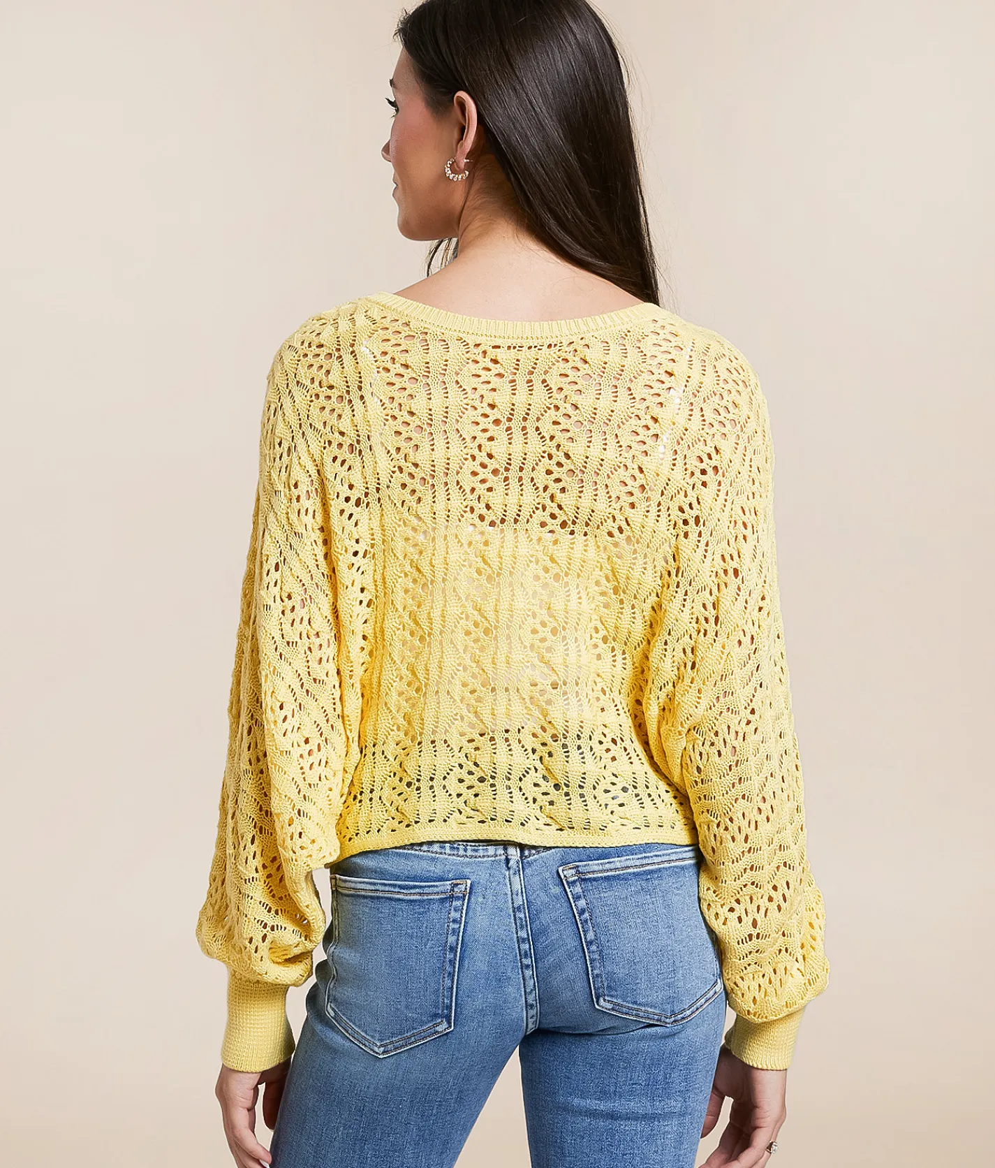Willow & Root 2-Way Pointelle Cropped Sweater Popcorn Best