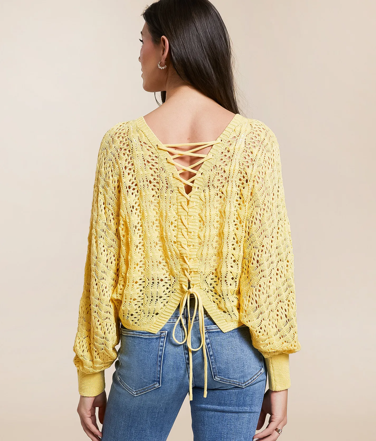 Willow & Root 2-Way Pointelle Cropped Sweater Popcorn Best