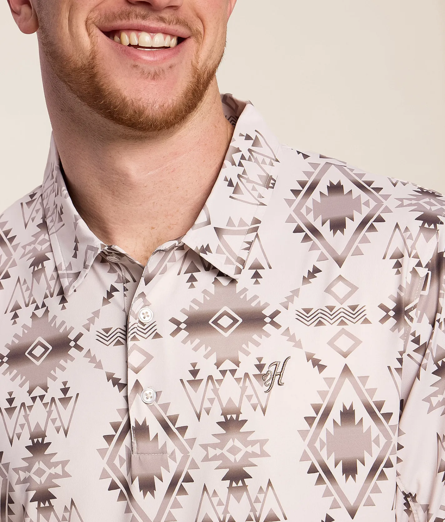 Hooey Weekender Cowboy Golf Performance Polo Tan Aztec Sale