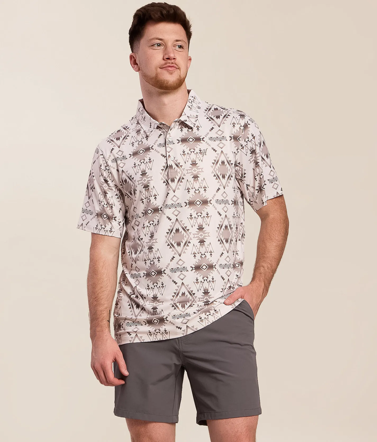 Hooey Weekender Cowboy Golf Performance Polo Tan Aztec Sale