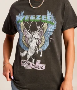 MANHEAD Weezer Pegasus Oversized Band T-Shirt Washed Black Outlet