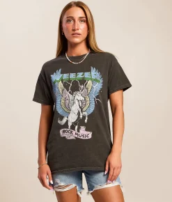MANHEAD Weezer Pegasus Oversized Band T-Shirt Washed Black Outlet