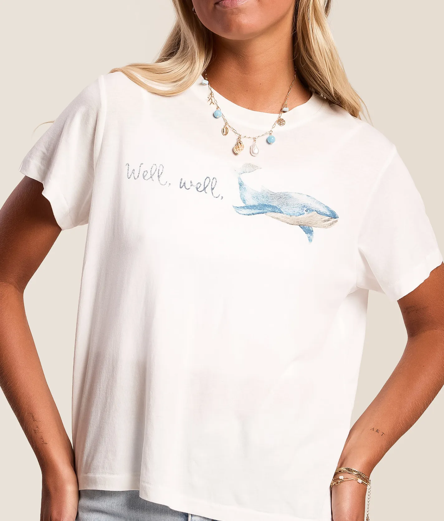 The Laundry Room Well Well Whale T-Shirt White New
