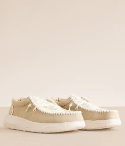 HEYDUDE™ Wendy Comf Suede Crochet Shoe Irish Cream Multi Clearance