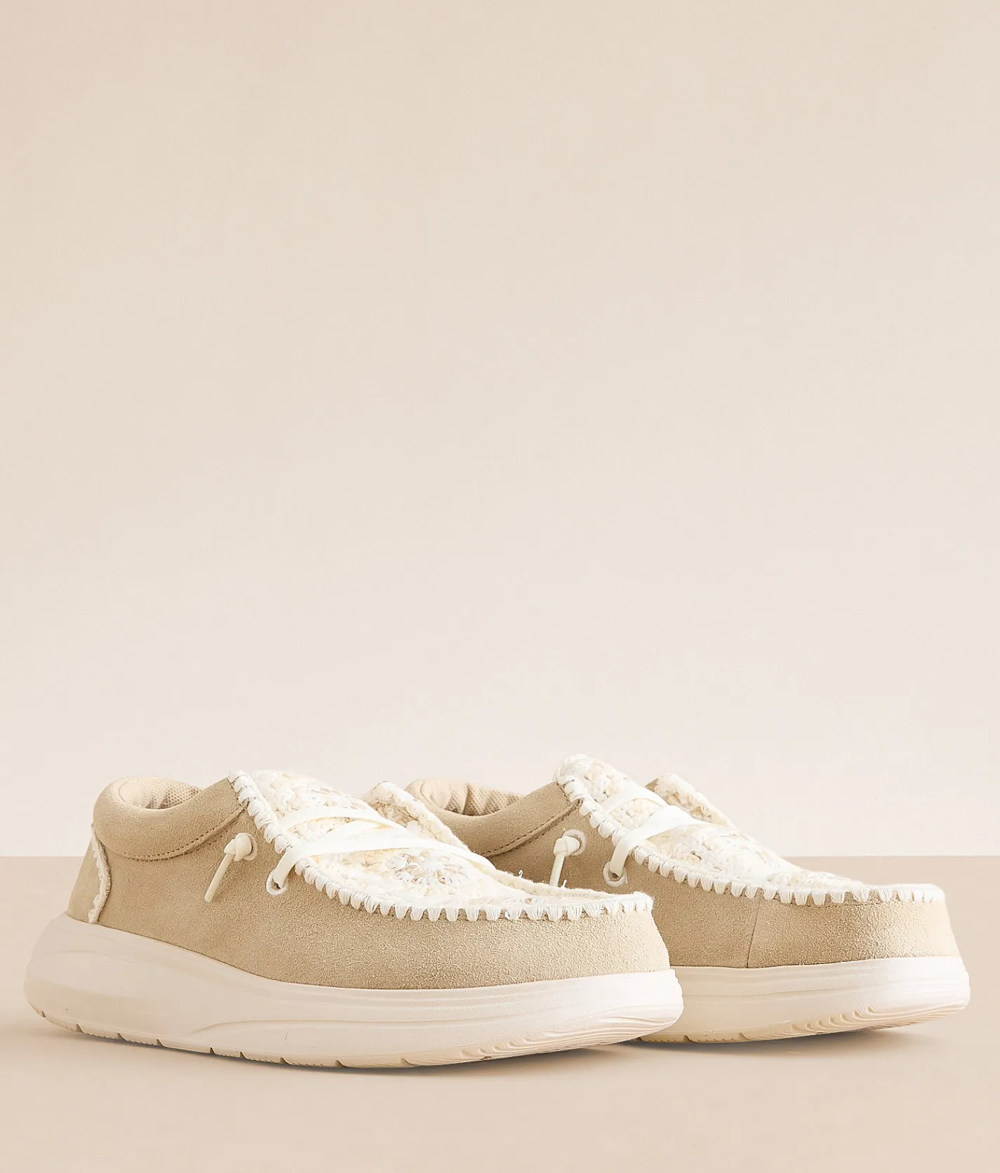 HEYDUDE™ Wendy Comf Suede Crochet Shoe Irish Cream Multi Clearance