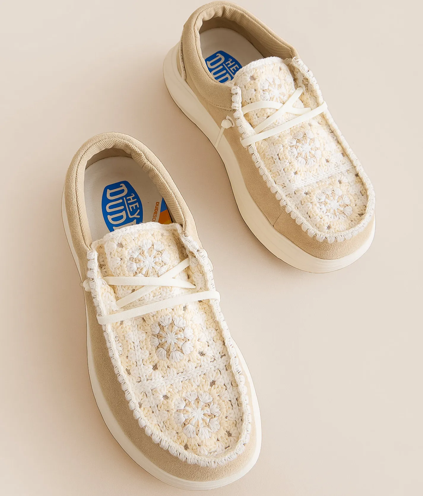 HEYDUDE™ Wendy Comf Suede Crochet Shoe Irish Cream Multi Clearance