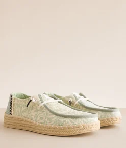 HEYDUDE™ Wendy Espadrille Retro Palm Shoe Celadon Green White Online