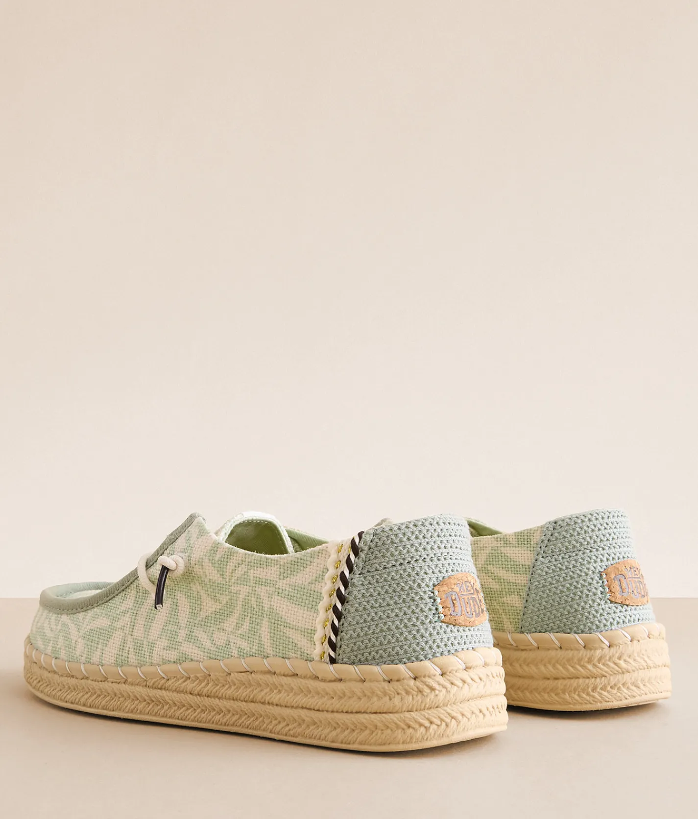 HEYDUDE™ Wendy Espadrille Retro Palm Shoe Celadon Green White Online