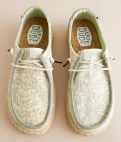 HEYDUDE™ Wendy Espadrille Retro Palm Shoe Celadon Green White Online