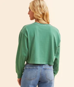 Tops | FITZ + EDDI West Coast Boxy Cropped T-Shirt Pine Green