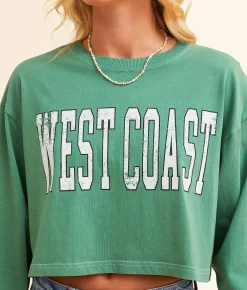 Tops | FITZ + EDDI West Coast Boxy Cropped T-Shirt Pine Green