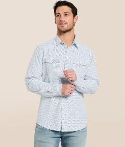 Tops | Gentry County Western Athletic Performance Stretch Shirt White Blue
