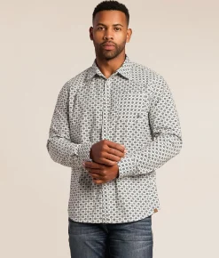 Gentry County Western Athletic Shirt Cream Turqoise Discount