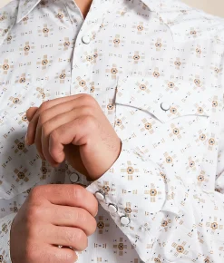 Tops | Gentry County Western Athletic Shirt White Brown Blue