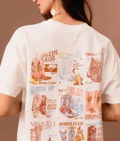 Tops | Sterling & Stitch Western Boots Oversized T-Shirt White