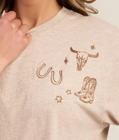 Ariat Western Boyfriend T-Shirt Oatmeal Heather Clearance