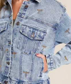 Tops|Coats & Jackets | Blue B Western Embroidered Denim Stretch Jacket Med Wash