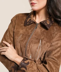 Azalea Wang Western Faux Suede Jacket Brown Hot