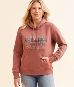 Wrangler® Western Hooded Sweatshirt Cowhide Sale