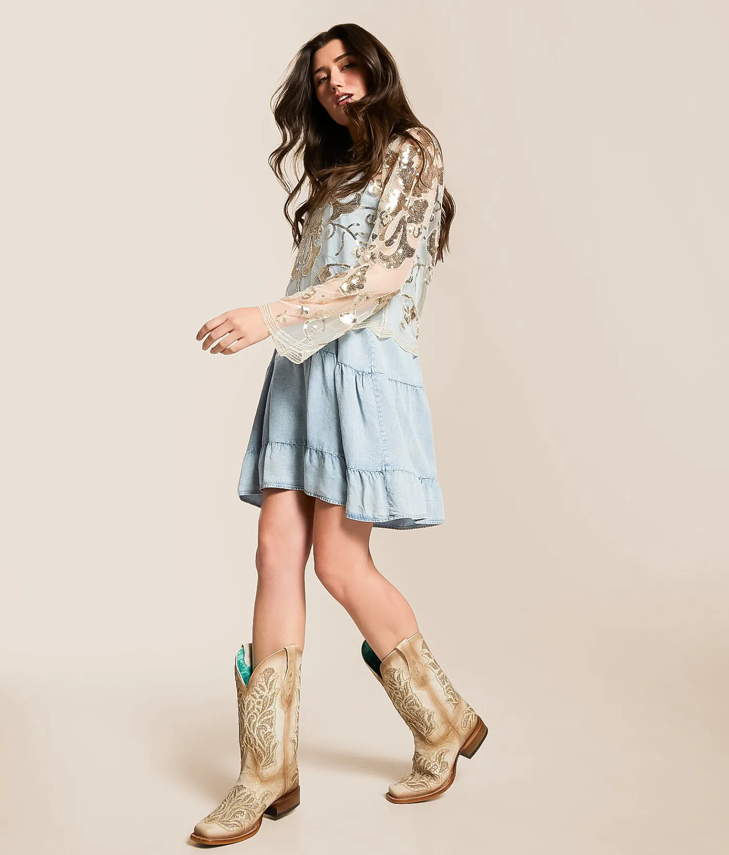 Shoes | Corral Western Leather Boot White Glitter