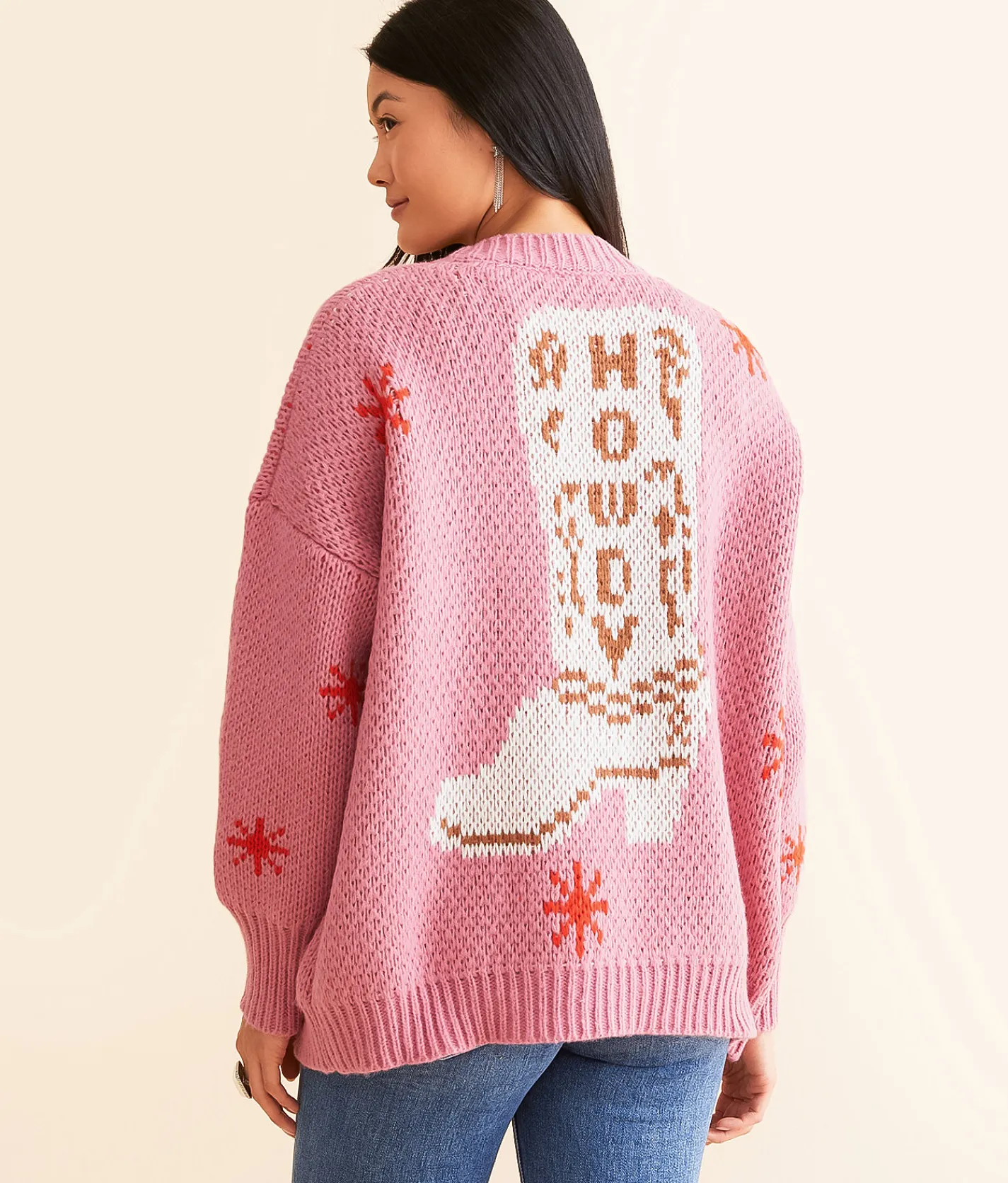 Tops | Bailey Rose Western Oversized Cardigan Sweater Pink