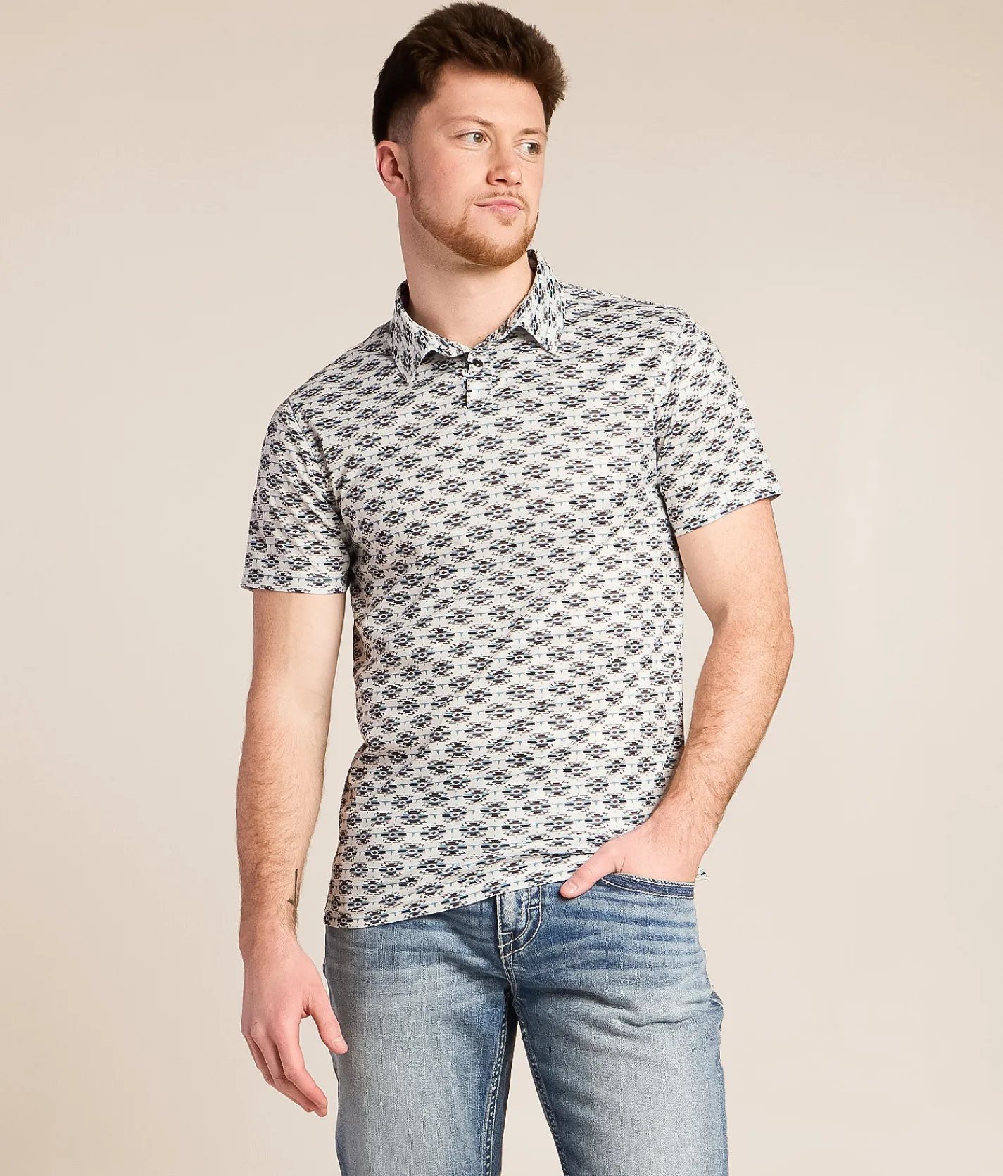 Gentry County Western Performance Polo Blue White