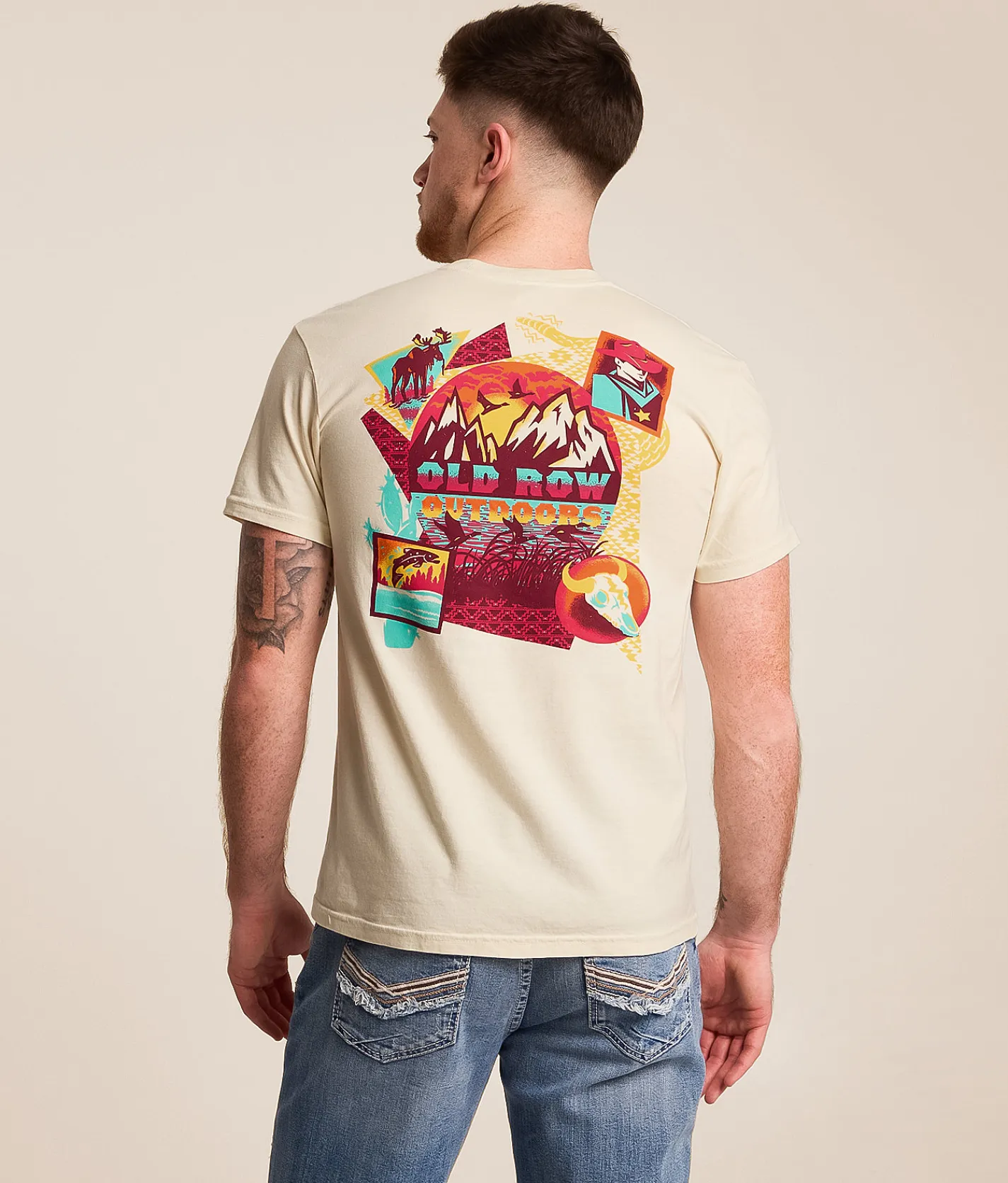 Old Row Western Scene T-Shirt Ivory Online