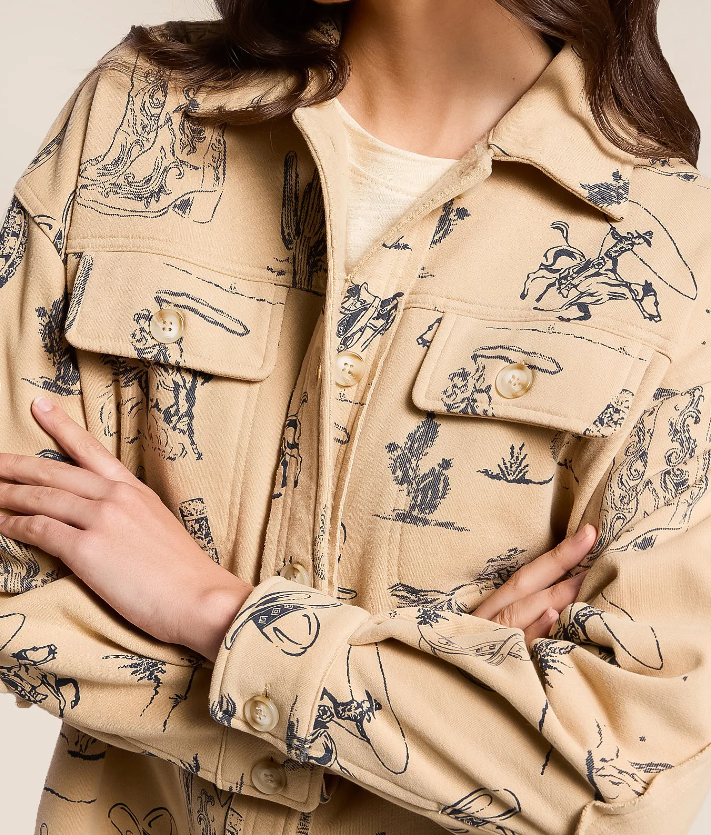 Tops|Coats & Jackets | Blue B Western Shacket Taupe