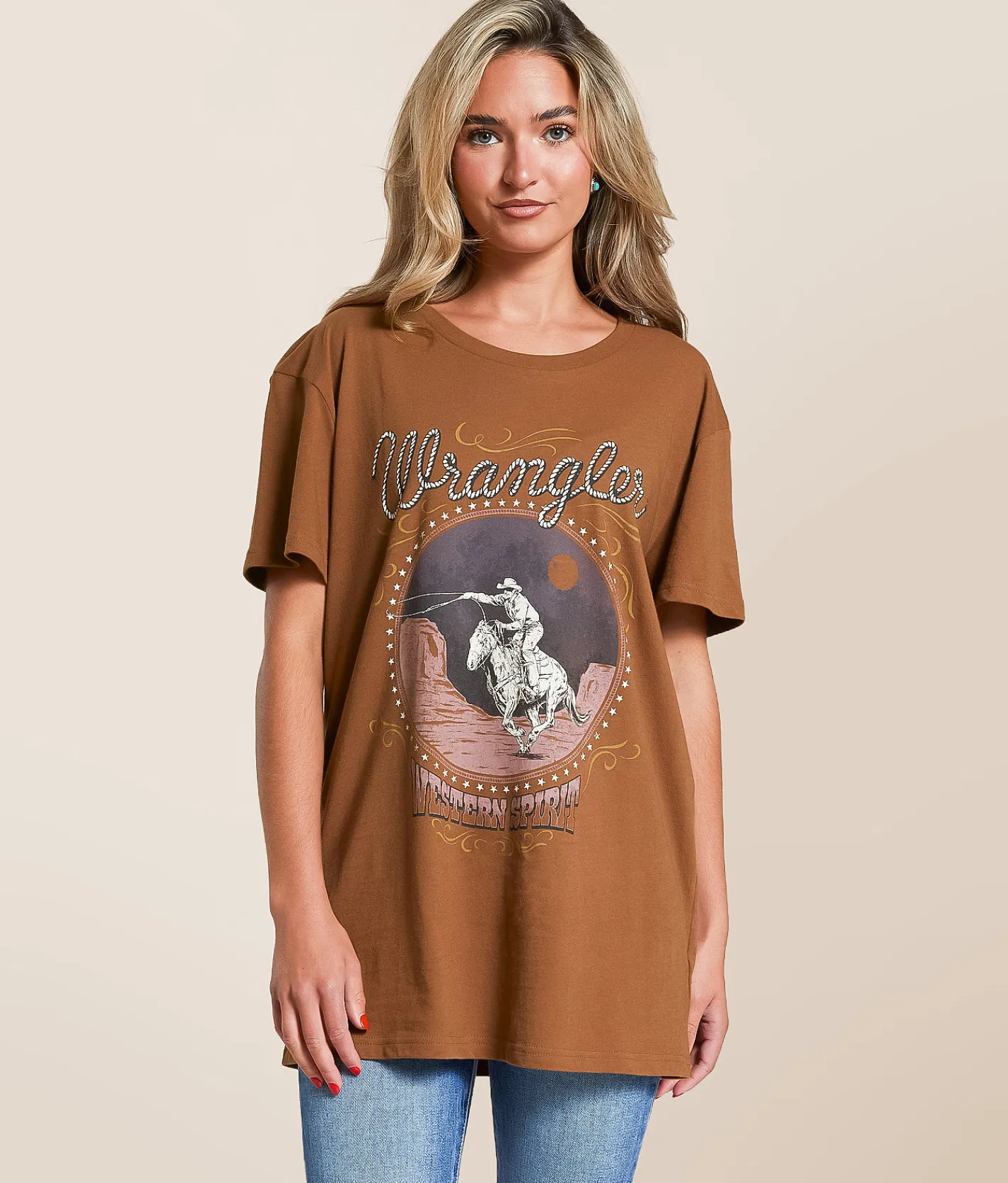 Wrangler® Western Spirit Oversized T-Shirt Cacao Nibs Online